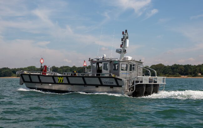 River Thames Landing Craft powered by 150HP OXE Diesel Outboard engines supplied by Proteum