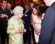 HM The Queen and Lizzie Jones of SC Group at the Queens Award Reception